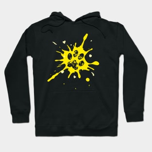 Dog Paw Paint Splash - Yellow Hoodie